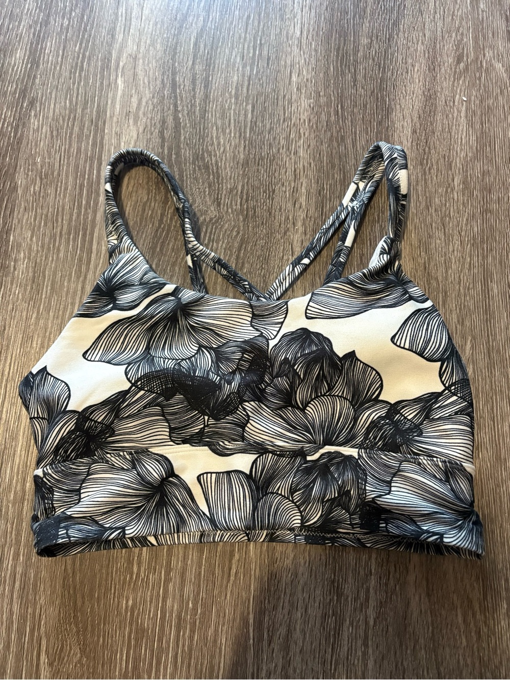 Balance Collection Black & White Floral Sports Bra
